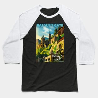 Baldur's Gate Tourism Poster - Sword Coast Faerun D&D Art Baseball T-Shirt